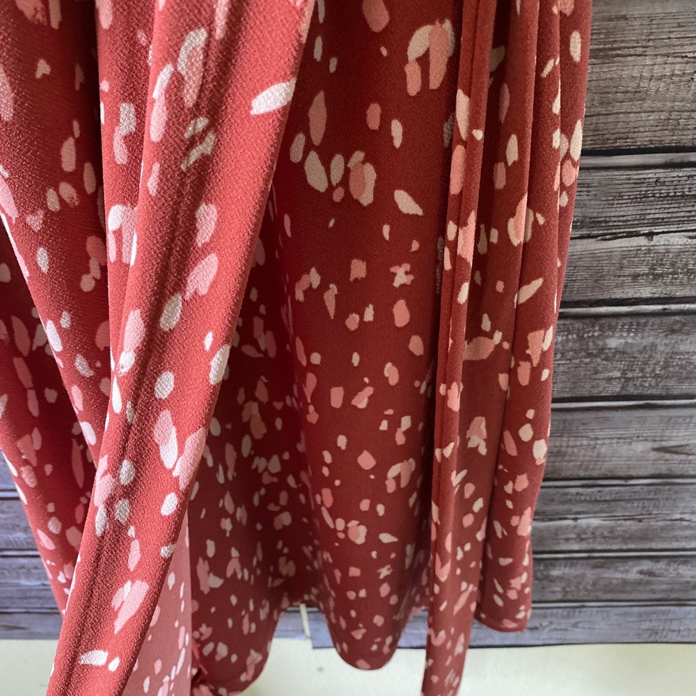 Nine West Women's Short-Sleeved Dress Size L Rust Faux-Wrap Belt Knee-Length NWT - Picture 4 of 10